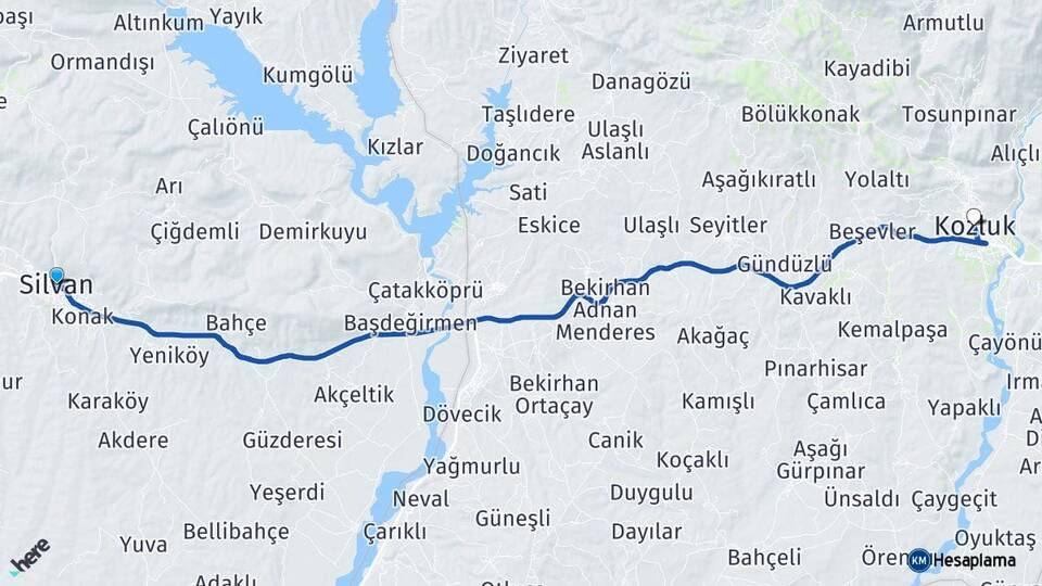 Diyarbakır Silvan Kozluk Batman Arası Kaç Km - Yol Haritası