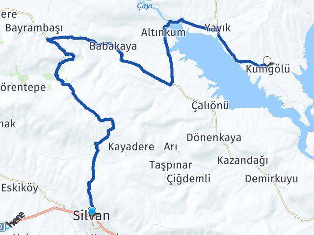 Diyarbakır Silvan Kumgölü Silvan Arası Kaç Km - Yol Haritası