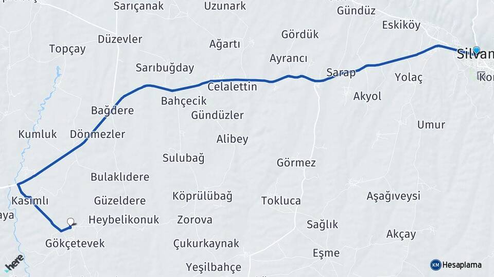 Diyarbakır Silvan Kutlualan Silvan Arası Kaç Km - Yol Haritası