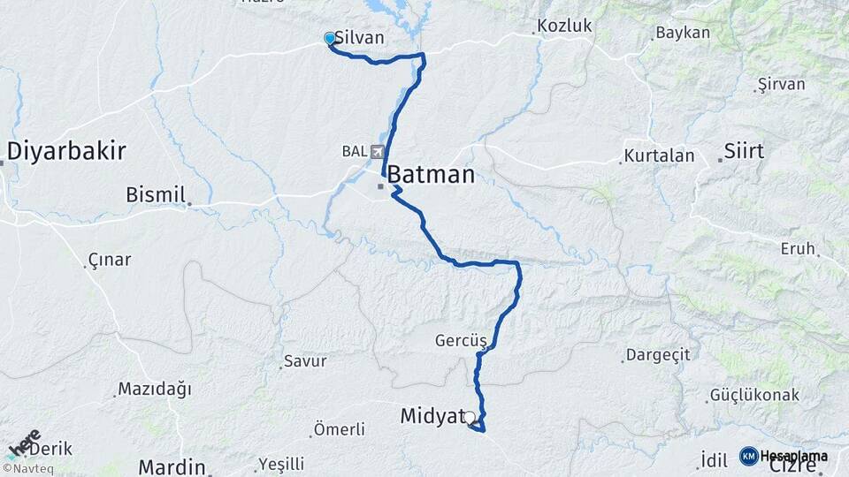 Diyarbakır Silvan Midyat Mardin Arası Kaç Km - Yol Haritası