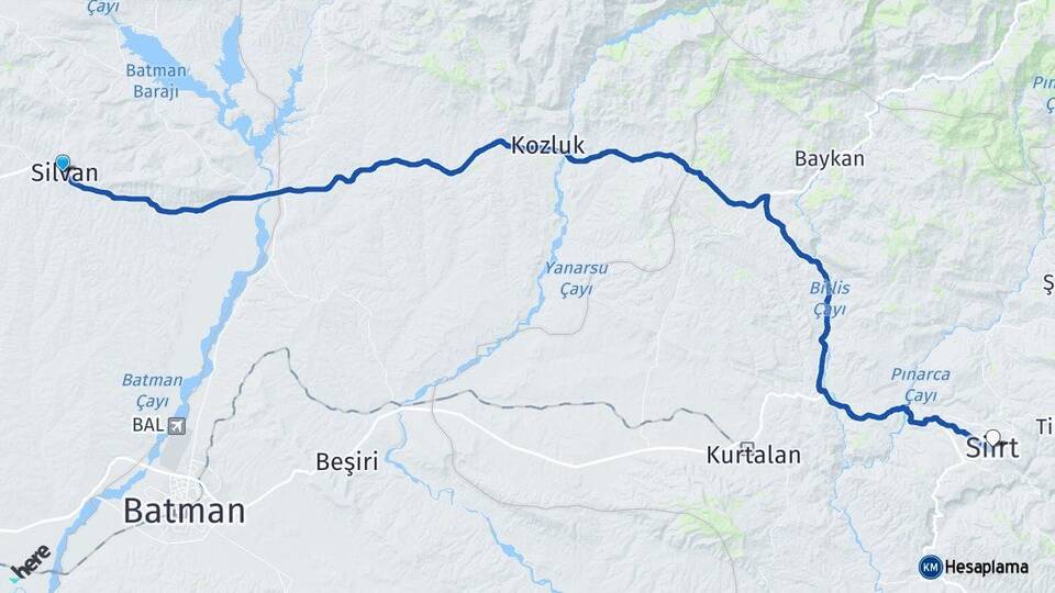 Diyarbakır Silvan Siirt Arası Kaç Km - Yol Haritası