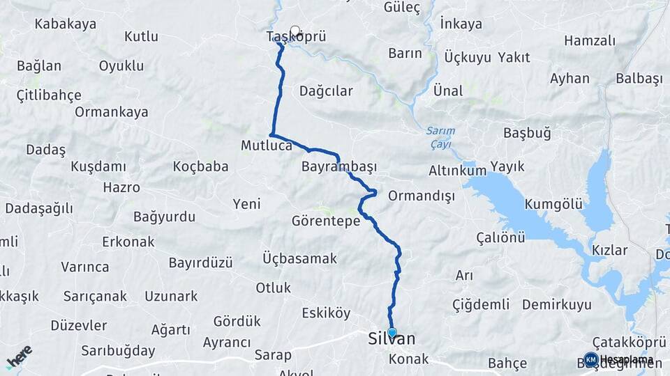 Diyarbakır Silvan Taşköprü Kulp Arası Kaç Km - Yol Haritası