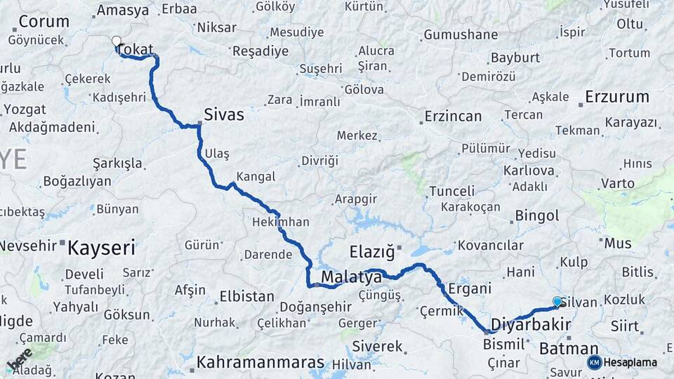 Diyarbakır Silvan Veysel Karani Siirt Arası Kaç Km - Yol Haritası