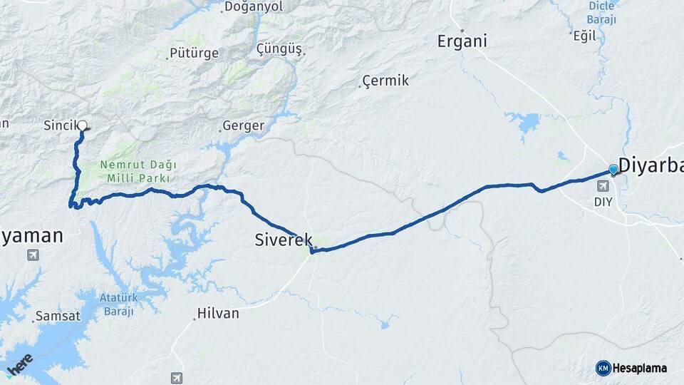 Diyarbakır Sincik Adıyaman Arası Kaç Km - Yol Haritası