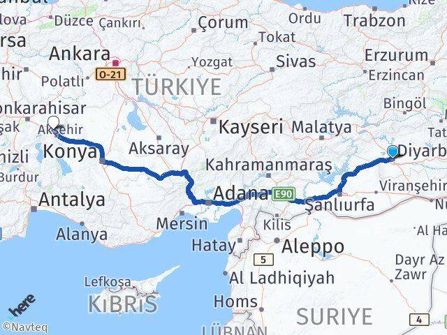 Diyarbakır Sultandağı Afyonkarahisar Arası Kaç Km - Yol Haritası