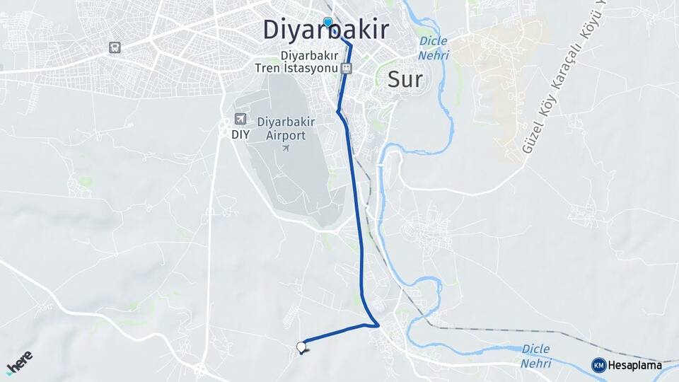 Diyarbakır Tavşantepe Bağlar Arası Kaç Km - Yol Haritası