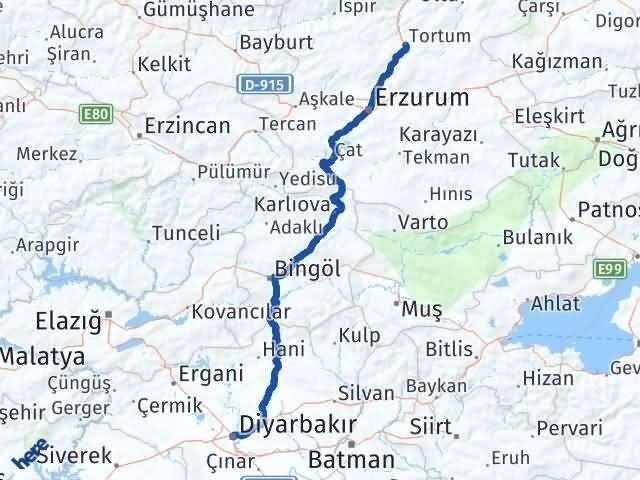 Diyarbakır Tortum Erzurum Arası Kaç Km - Yol Haritası