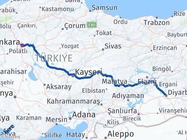 Diyarbakır Yenimahalle Ankara Arası Kaç Km - Yol Haritası