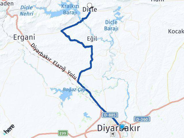 Diyarbakır Yenişehir Dicle Arası Kaç Km - Yol Haritası