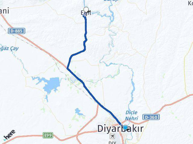 Diyarbakır Yenişehir Eğil Arası Kaç Km - Yol Haritası