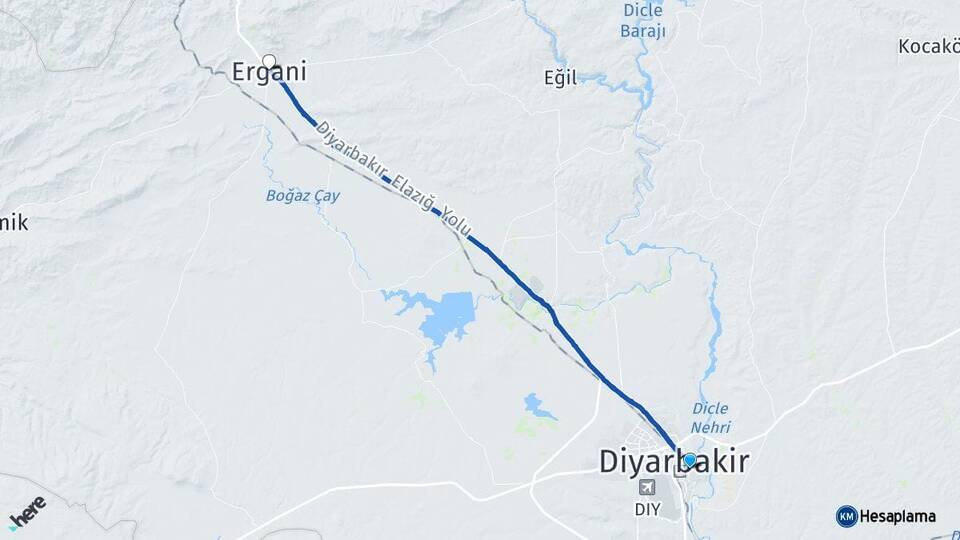 Diyarbakır Yenişehir Ergani Arası Kaç Km - Yol Haritası