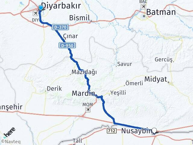 Diyarbakır Yenişehir Nusaybin Mardin Arası Kaç Km - Yol Haritası