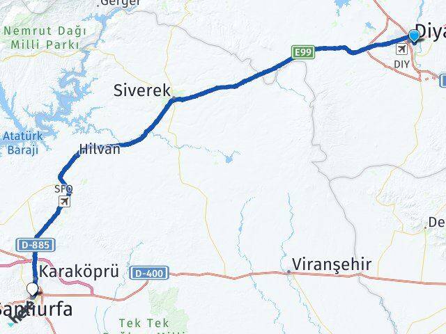 Diyarbakır Yenişehir Şanlıurfa Arası Kaç Km - Yol Haritası