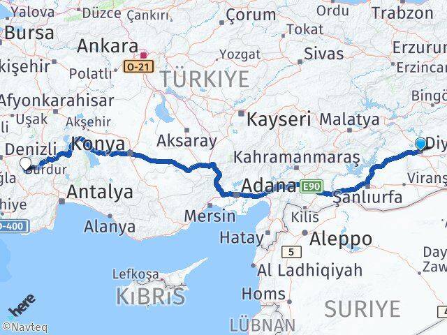 Diyarbakır Yeşilova Burdur Arası Kaç Km - Yol Haritası