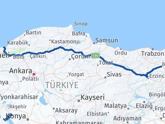 Düzce Akçakoca Bayburt Arası Kaç Km - Yol Haritası