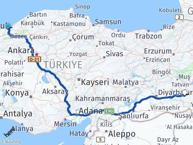 Düzce Akçakoca Siirt Arası Kaç Km - Yol Haritası