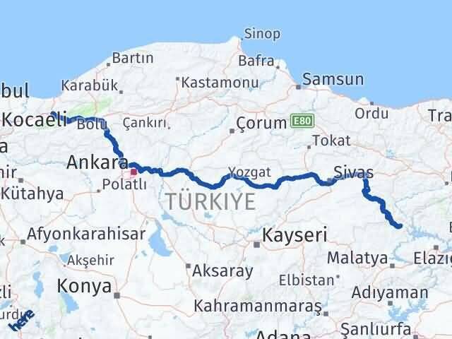 Düzce Arapgir Malatya Arası Kaç Km - Yol Haritası