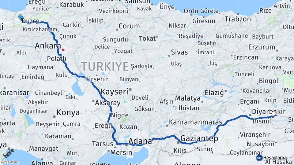 Düzce Aydınpınar Arası Kaç Km - Yol Haritası