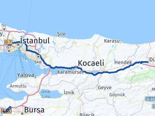 Düzce Başakşehir İstanbul Arası Kaç Km - Yol Haritası