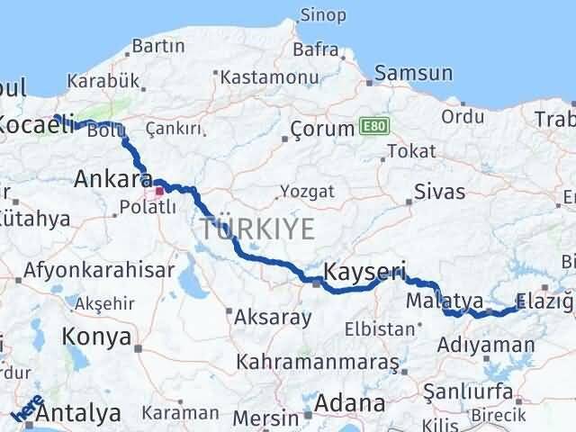 Düzce Baskil Elazığ Arası Kaç Km - Yol Haritası