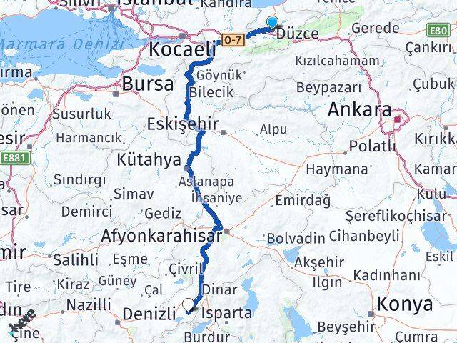 Düzce Başmakçı Afyonkarahisar Arası Kaç Km - Yol Haritası