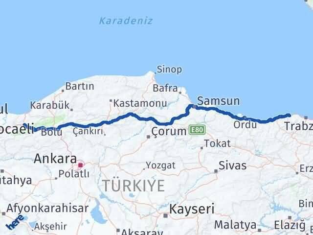 Düzce Beşikdüzü Trabzon Arası Kaç Km - Yol Haritası