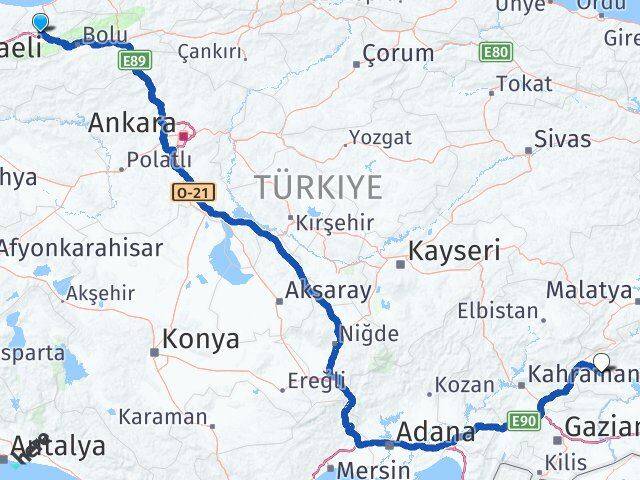 Düzce Besni Adıyaman Arası Kaç Km - Yol Haritası