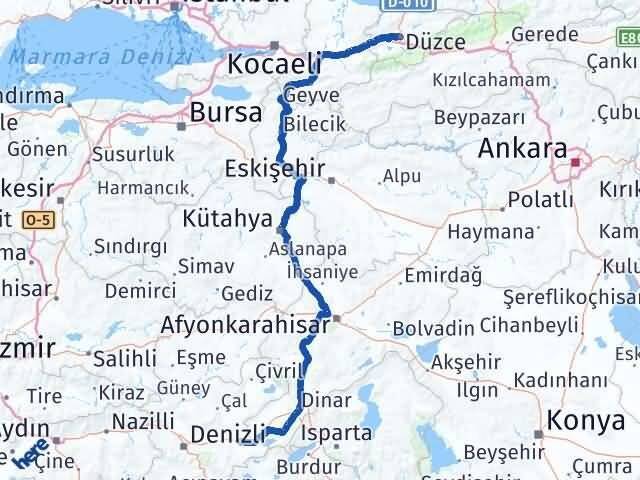 Düzce Bozkurt Denizli Arası Kaç Km - Yol Haritası