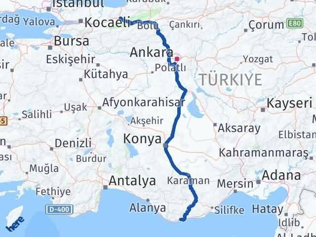 Düzce Bozyazı Mersin Arası Kaç Km - Yol Haritası