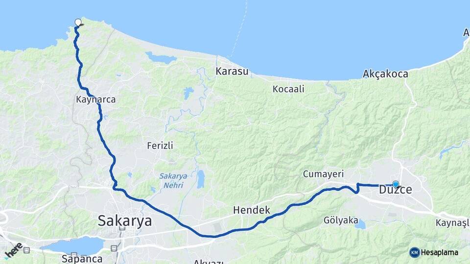 Düzce Cebeci Kandıra Kocaeli Arası Kaç Km - Yol Haritası