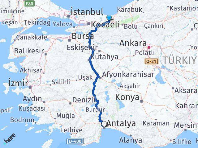 Düzce Cumayeri Antalya Arası Kaç Km - Yol Haritası