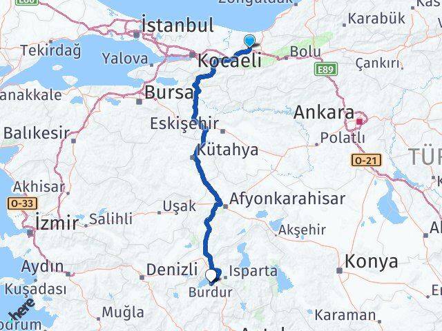 Düzce Cumayeri Burdur Arası Kaç Km - Yol Haritası