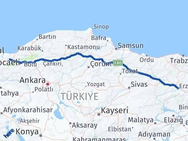 Düzce Cumayeri Erzincan Arası Kaç Km - Yol Haritası