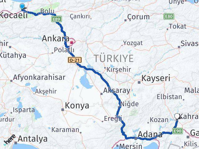 Düzce Cumayeri Kahramanmaraş Arası Kaç Km - Yol Haritası