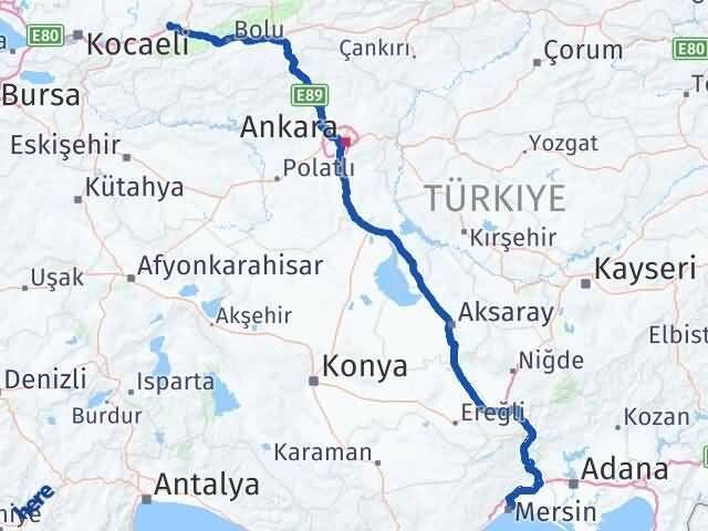 Düzce Cumayeri Mersin Arası Kaç Km - Yol Haritası