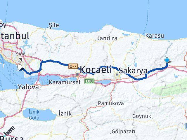 Düzce Cumayeri Tuzla İstanbul Arası Kaç Km - Yol Haritası