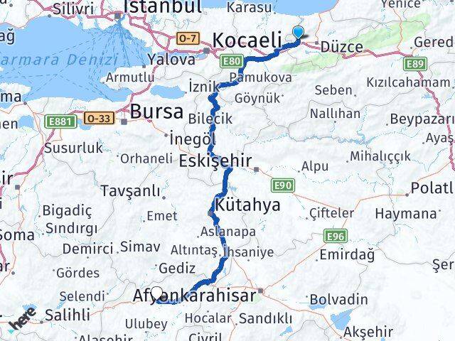 Düzce Cumayeri Uşak Arası Kaç Km - Yol Haritası