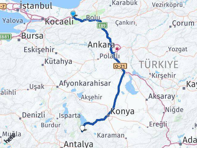 Düzce Derebucak Konya Arası Kaç Km - Yol Haritası