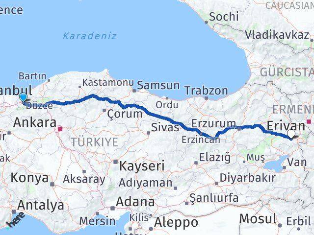 Düzce Diyadin Ağrı Arası Kaç Km - Yol Haritası