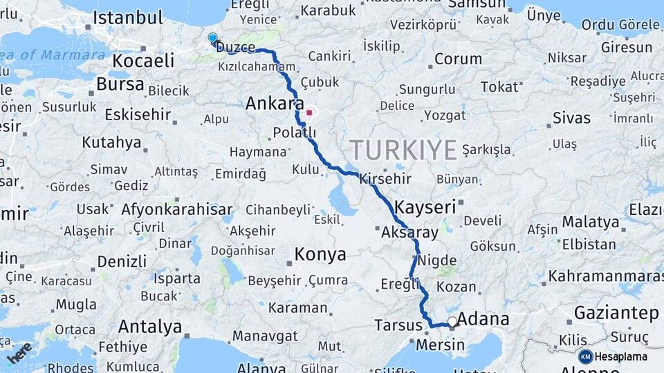 Düzce Doğanlı Arası Kaç Km - Yol Haritası