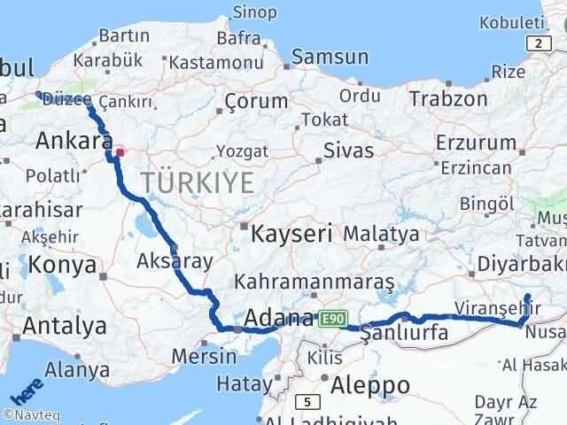 Düzce Gercüş Batman Arası Kaç Km - Yol Haritası