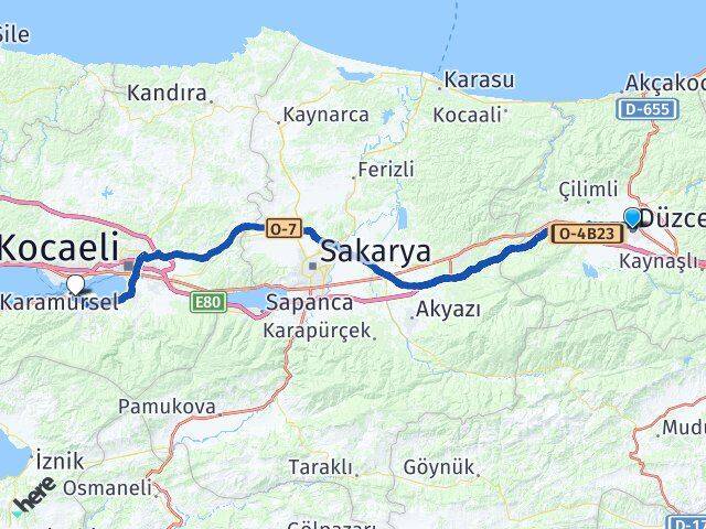 Düzce Gölcük Kocaeli Arası Kaç Km - Yol Haritası
