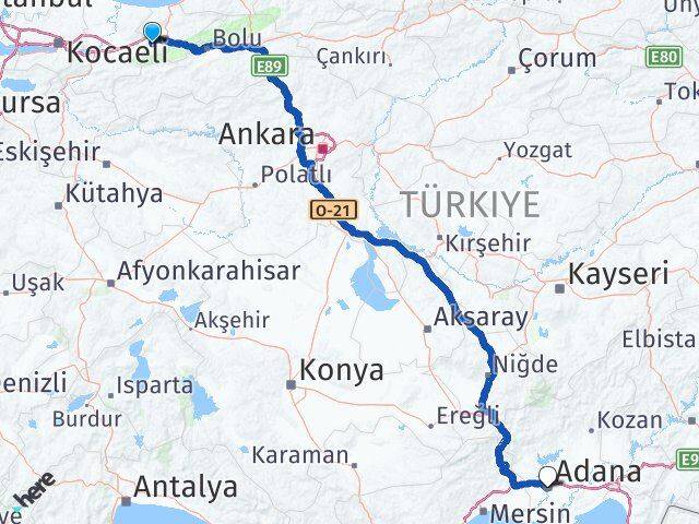 Düzce Gölyaka Adana Arası Kaç Km - Yol Haritası