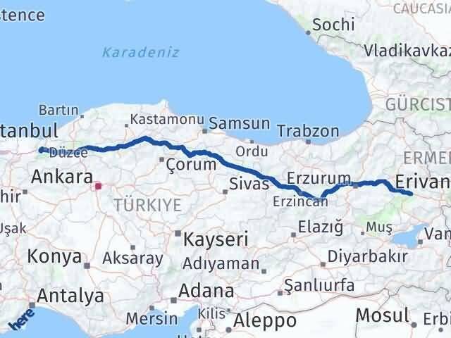 Düzce Gölyaka Ağrı Arası Kaç Km - Yol Haritası