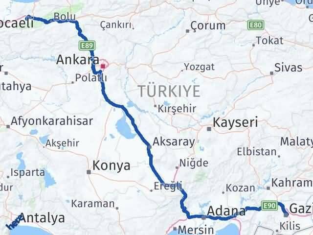 Düzce Gölyaka Gaziantep Arası Kaç Km - Yol Haritası