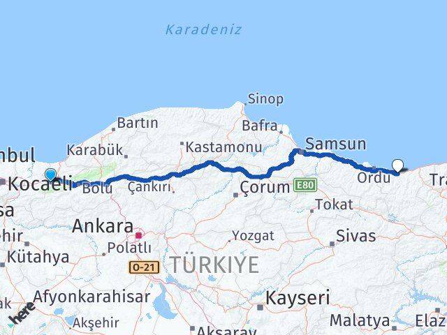 Düzce Gölyaka Giresun Arası Kaç Km - Yol Haritası