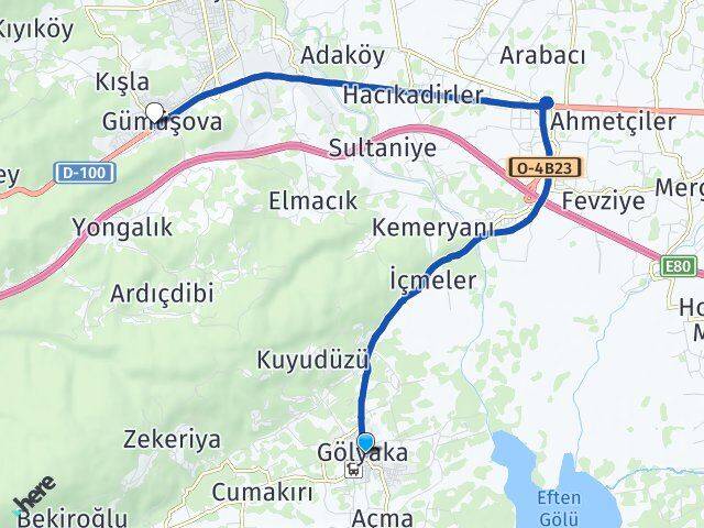 Düzce Gölyaka Gümüşova Arası Kaç Km - Yol Haritası