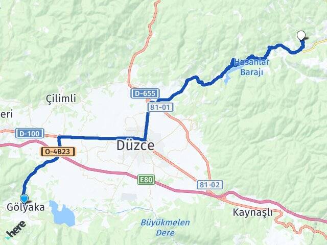 Düzce Gölyaka Hoşafoğlu Yığılca Arası Kaç Km - Yol Haritası