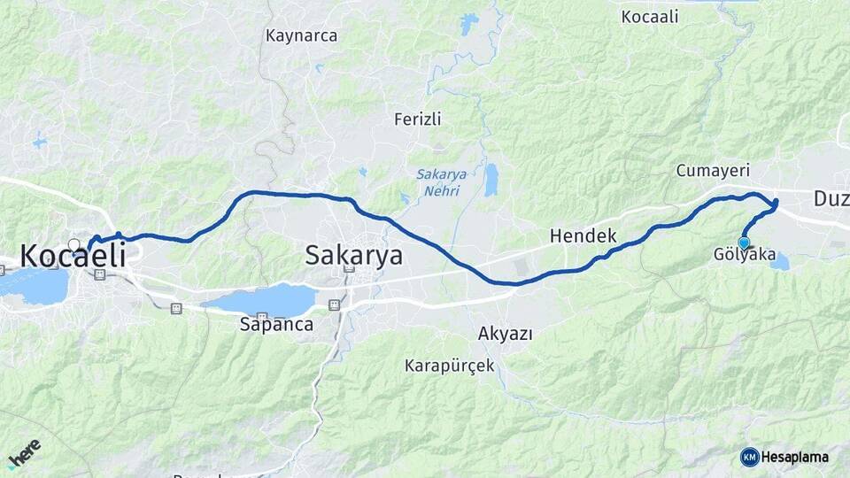 Düzce Gölyaka Kocaeli Arası Kaç Km - Yol Haritası