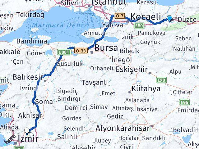 Düzce Gölyaka Manisa Arası Kaç Km - Yol Haritası